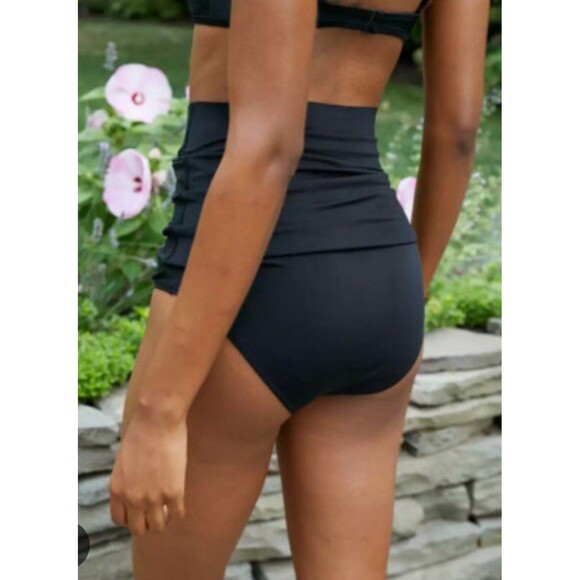 NWT Aerie High Waisted Foldover Bikini Bottom - Black, Size M - Picture 3 of 5